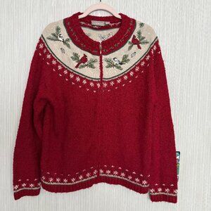 Cardinal Chicadee themed Sweater Knit M